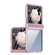 Custodia per telefono pieghevole trasparente con cerniera per Honor Magic V Flip Plating (rosa)
