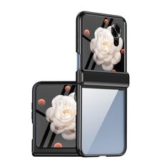 Custodia per telefono pieghevole trasparente con cerniera per Honor Magic V Flip Plating (nero)