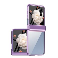 Custodia per telefono pieghevole trasparente con cerniera per Honor Magic V Flip Plating (viola)