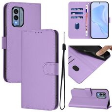 For Nokia X30 5G Skin Feel Solid Color Leather Phone Case with Lanyard(Lavender Purple)