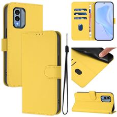 For Nokia X30 5G Skin Feel Solid Color Leather Phone Case with Lanyard(Lemon Yellow)