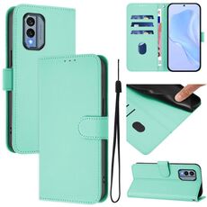 For Nokia X30 5G Skin Feel Solid Color Leather Phone Case with Lanyard(Mint Green)