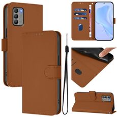 For Nokia G400 Skin Feel Solid Color Leather Phone Case with Lanyard(Brown)