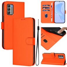 For Nokia G400 Skin Feel Solid Color Leather Phone Case with Lanyard(Orange)