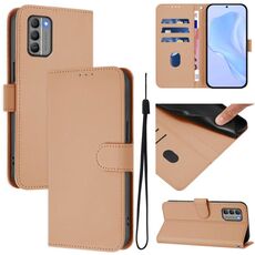 For Nokia G400 Skin Feel Solid Color Leather Phone Case with Lanyard(Nude)
