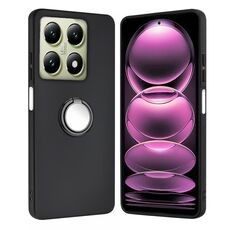 Per Xiaomi 14T Pro Custodia per telefono in TPU con supporto ad anello opaco (nero)