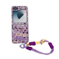 For Samsung Galaxy Z Flip6 Illusory Color Weaving Texture Phone Case with Color Strap(Purple)