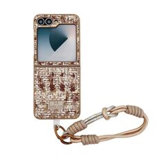 For Samsung Galaxy Z Flip6 Illusory Color Weaving Texture Phone Case with Color Strap(Brown)
