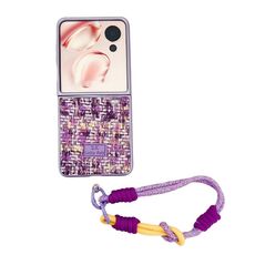 For Honor Magic V Flip Illusory Color Weaving Texture Phone Case with Color Strap(Purple)