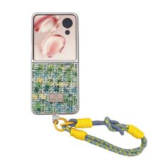 For Honor Magic V Flip Illusory Color Weaving Texture Phone Case with Color Strap(Green)