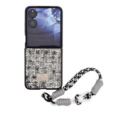 For Xiaomi Mix Flip Illusory Color Weaving Texture Phone Case with Color Strap(Black)