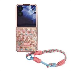 For Xiaomi Mix Flip Illusory Color Weaving Texture Phone Case with Color Strap(Pink)