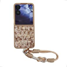 For Xiaomi Mix Flip Illusory Color Weaving Texture Phone Case with Color Strap(Brown)
