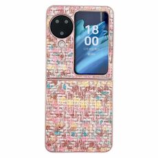 For OPPO Find N3 Flip Illusory Color Weaving Texture Phone Case(Pink)