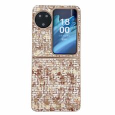 For OPPO Find N3 Flip Illusory Color Weaving Texture Phone Case(Brown)