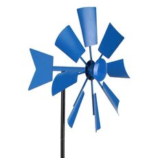 Decorazione da giardino rustico per esterni con mulino a vento rotante, artigianato del paesaggio (blu)