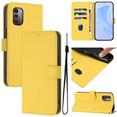 For Nokia G11 4G / G21 4G Skin Feel Solid Color Leather Phone Case with Lanyard(Lemon Yellow)