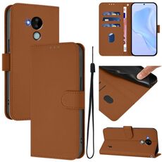 For Nokia C30 Skin Feel Solid Color Leather Phone Case with Lanyard(Brown)