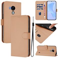 For Nokia C30 Skin Feel Solid Color Leather Phone Case with Lanyard(Nude)