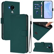 For Nokia C30 Skin Feel Solid Color Leather Phone Case with Lanyard(Dark Green)