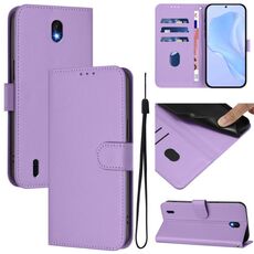 For Nokia C01 Plus / C1 2nd Edition Skin Feel Solid Color Leather Phone Case with Lanyard(Lavender Purple)