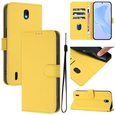 For Nokia C01 Plus / C1 2nd Edition Skin Feel Solid Color Leather Phone Case with Lanyard(Lemon Yellow)