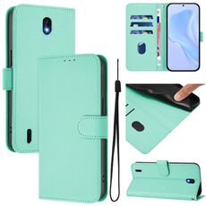 For Nokia C01 Plus / C1 2nd Edition Skin Feel Solid Color Leather Phone Case with Lanyard(Mint Green)