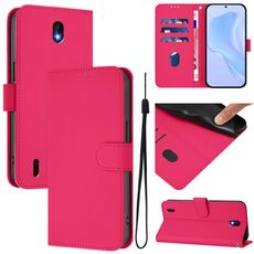For Nokia C01 Plus / C1 2nd Edition Skin Feel Solid Color Leather Phone Case with Lanyard(Rose Red)