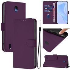 For Nokia C01 Plus / C1 2nd Edition Skin Feel Solid Color Leather Phone Case with Lanyard(Violet)