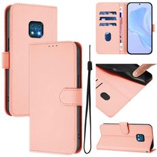 For Nokia XR20 Skin Feel Solid Color Leather Phone Case with Lanyard(Pink)