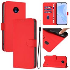 For Nokia C10 / C20 Skin Feel Solid Color Leather Phone Case with Lanyard(Red)