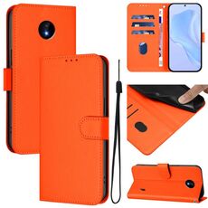For Nokia C10 / C20 Skin Feel Solid Color Leather Phone Case with Lanyard(Orange)