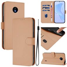 For Nokia C10 / C20 Skin Feel Solid Color Leather Phone Case with Lanyard(Nude)