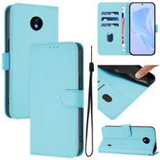 For Nokia C10 / C20 Skin Feel Solid Color Leather Phone Case with Lanyard(Sky Blue)