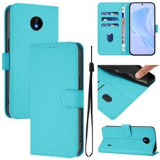 For Nokia C10 / C20 Skin Feel Solid Color Leather Phone Case with Lanyard(Lake Blue)