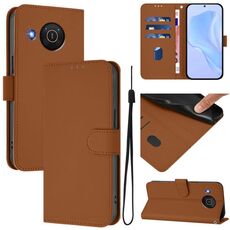 For Nokia X20 / X10 Skin Feel Solid Color Leather Phone Case with Lanyard(Brown)