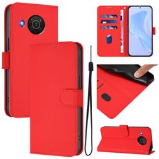 For Nokia X20 / X10 Skin Feel Solid Color Leather Phone Case with Lanyard(Red)