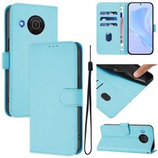 For Nokia X20 / X10 Skin Feel Solid Color Leather Phone Case with Lanyard(Sky Blue)