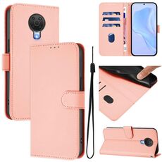 For Nokia 6.3 / G20 / G10 Skin Feel Solid Color Leather Phone Case with Lanyard(Pink)
