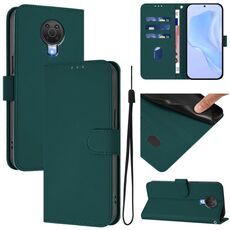 For Nokia 6.3 / G20 / G10 Skin Feel Solid Color Leather Phone Case with Lanyard(Dark Green)