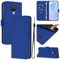 Per Nokia 6.3 / G20 / G10 Custodia in pelle tinta unita con cordino (blu navy)