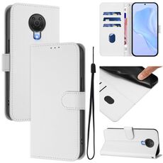 For Nokia 6.3 / G20 / G10 Skin Feel Solid Color Leather Phone Case with Lanyard(White)