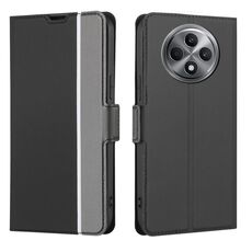 Per OPPO Reno12 F 5G Custodia in pelle con pulsanti laterali e texture Twill (nero)