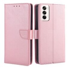 Per OPPO Reno12 5G Custodia per telefono in pelle con fibbia a ribalta con texture di vitello globale (oro rosa)