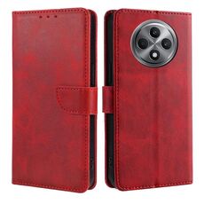 Per OPPO Reno12 F 5G Custodia in pelle con fibbia a ribalta e texture in vitello (rosso)