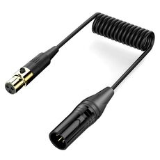 Mini XLR Female to XLR Male Audio Mixer Mini Microphone Coiled Audio Cable, Length: 0.5m(Black)