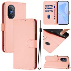 Per Honor 50 SE / Huawei nova 9 SE Custodia in pelle tinta unita con cordino (rosa)