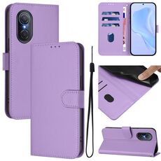 Per Honor 50 SE / Huawei nova 9 SE Custodia in pelle tinta unita effetto pelle con cordino (viola lavanda)