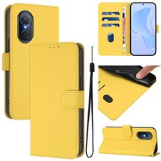 Per Honor 50 SE / Huawei nova 9 SE Custodia in pelle tinta unita effetto pelle con cordino (giallo limone)