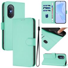 Per Honor 50 SE / Huawei nova 9 SE Custodia in pelle tinta unita effetto pelle con cordino (verde menta)